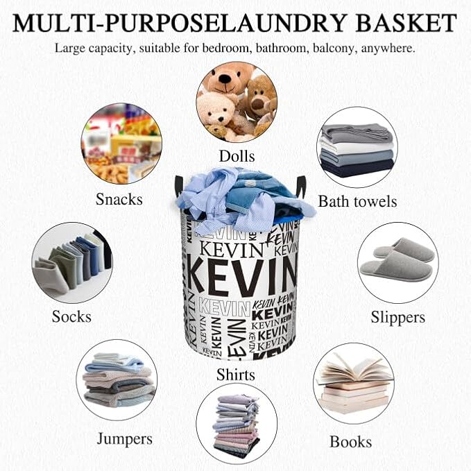 Custom Name Laundry Hamper, Personalized Dirty Clothes Hamper with Name for Bathroom Bedrooms Clothes Storage Organizer, Personalized Gifts for Boys Girls Men Women