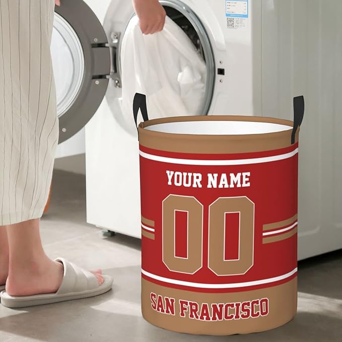 Custom San Francisco Laundry Hamper Personalized Laundry Basket Customized Name And Number Collapsible Storage Basket for Bedroom Bathroom Living Room Gifts