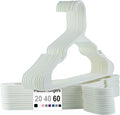 40 Pack Plastic Clothes Hangers Without Notches,Clothes Hanger Space Saving,Replete 2 Hooks Inside,Sturdy Design for All Garments (40, White B)