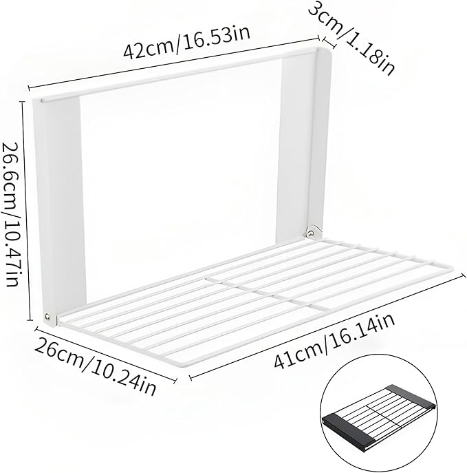 Magnetic Multi-Purpose Organizer Shelf – Space-Saving Side Storage for Washing Machine, Fridge & Bathroom, Folding Towel Rack for Laundry Room & Camper Sink Area – Black