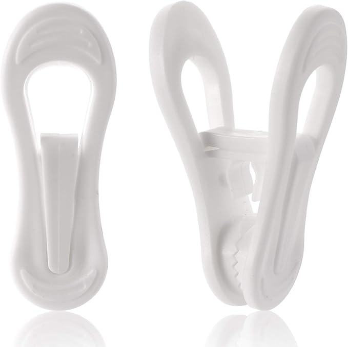 Yopay 50 Pack Hanger Clips for Hangers, Multi-Purpose Plastic Hanger, Easily Clip on Clothing Pants, Strong Pinch Finger Clips for Home, Office, Travel, White