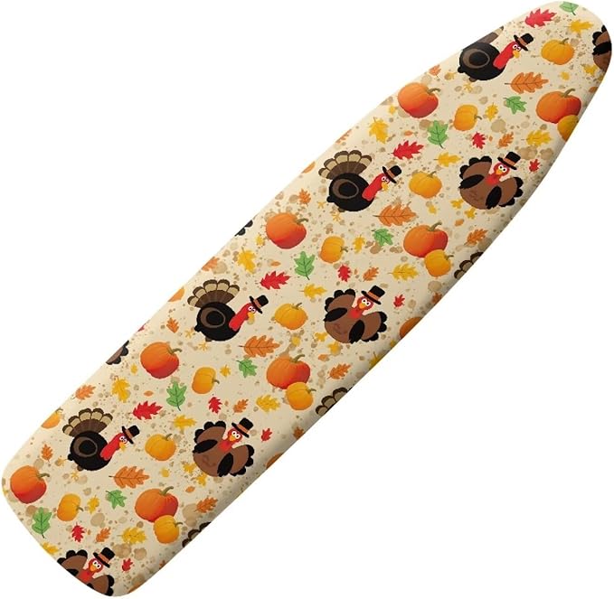 SEANATIVE Turkey Pumpkins Ironing Board Cover Stain Resistant Pad Covers Durable Iron Board Protective Covers with Elastic Edge, Easy Installation