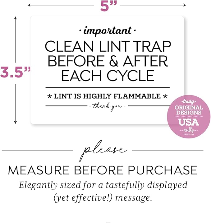 Reilly Originals 3.5x5 Inch Designer Magnet, Clean Lint Trap Before & After Use ~ Designer Graphics (White)