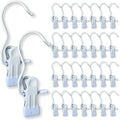 Hangers Clips,Stainless Hooks for Closet Hooks,Heavy Duty Clothespins Laundry Hanging Hooks,Travel Portable Clothes,Boot Tall Towel Hats Socks Pants and Bras (30, Matte White)