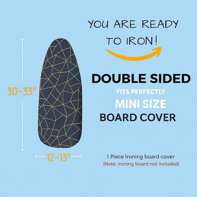 SAVUK 12 X 30 inch Smart Table Top Ironing Board Cover and Pad with Standard Size Dual Side X2, Fits Small, Mini Board, Extra Thick Padding, Elastic Cord, Heat Resistance (Double Geometric Grey)