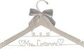 Bride Wedding Hanger for Dress - Custom Name or Add The Date White or Dark Wood Hanger with Notches - Silver or Gold Wire Writing - Choice of 10 Bow Colors - Wedding Bridal Shower Judge Doctor Gift