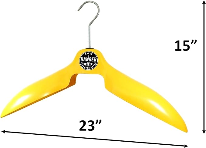 Safety Drysuit Hanger 'Shoulder Saver' by BAKER HANGER - USA Made - 6 Inch Swivel Hook (Yellow)