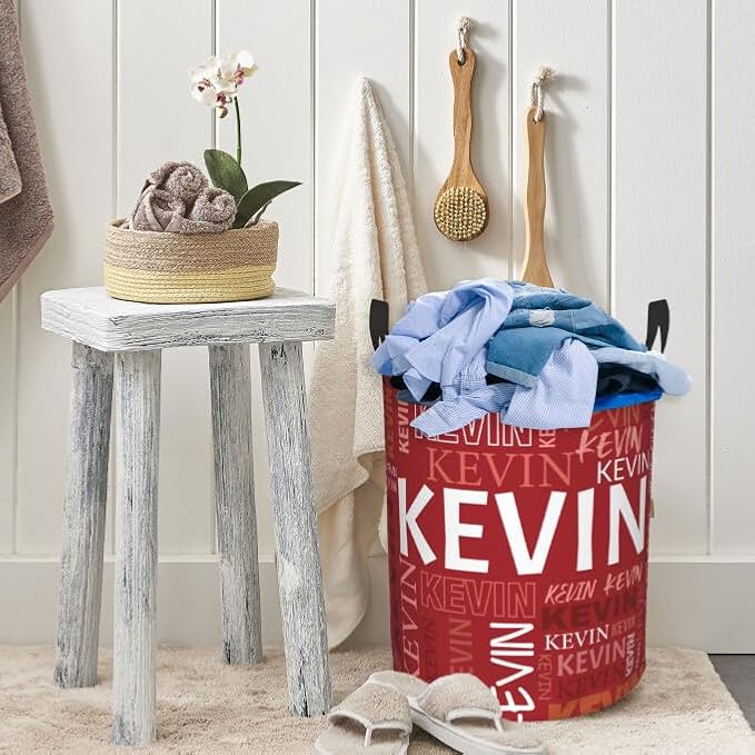 Custom Name Laundry Hamper, Personalized Dirty Clothes Hamper with Name for Bathroom Bedrooms Clothes Storage Organizer, Personalized Gifts for Boys Girls Men Women