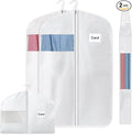 2 Pcs 100% Organic Cotton Garment Clothes Bag Short 40 Inch Breathable Proof Hanging Clothes Bag Covers with Viewing Window Card Pocket for Short Dresses Jackets Suits Organization