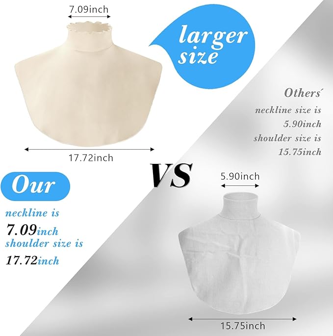Turtleneck Dickey Extra Large Fake Collar Detachable Dickey Collar Half Mock Turtleneck for Men Women
