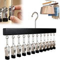Closet Organizer with 12 Clips, Legging Organizer for Closet, Leggings, Jeans, Hats, Shorts, Socks, 360° Rotating Space Saving Hanging Clothes (Black 12 Clips, 1Pcs)