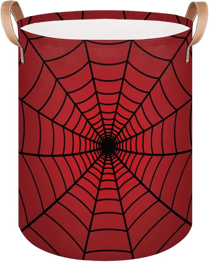 Dirty Clothes Hamper for Boys Laundry Basket Spider Web Collapsible Large Round Storage Bin Organizer for Living Room Bedroom Playroom