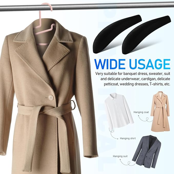 Luxshiny Clothes Hanger Shoulder Pads 10 Pack Foam for Sweaters Coats and Delicate Garments 5.51X1.77X1.18 Inches No Shoulder Bump Hangers for Closet Organization