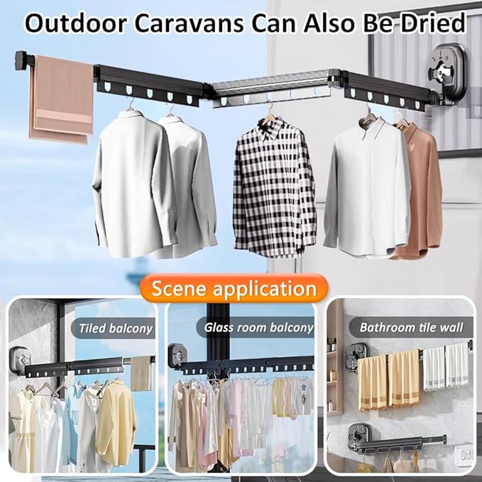 Foldable Wall Mounted Laundry Clothes Drying Rack, Space Saving Laundry Drying Rack, with 180° Swivel 220 lb Capacity, for Indoor/Outdoor Use Hanging Clothes
