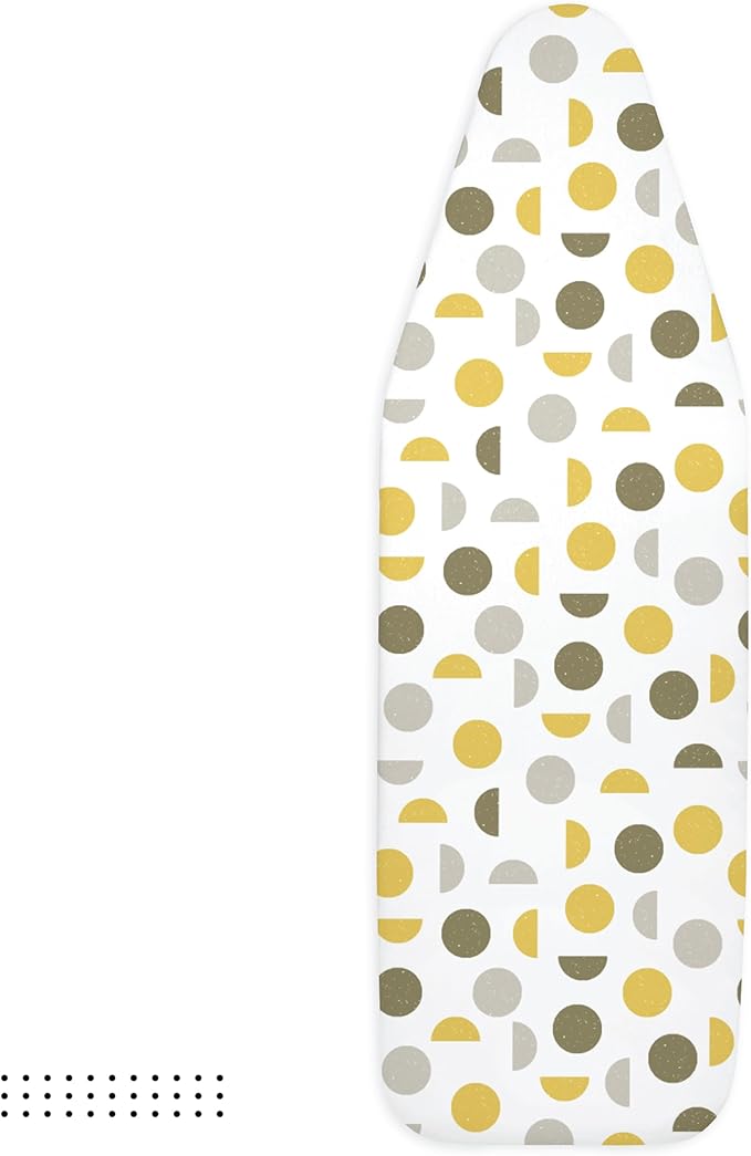 Encasa XO Ironing Board Cover and Pad 49"x18" - Thick 3mm Felt Padding, Drawstring Tightening & Lock, Easy Fit, Scorch & Stain Resistant, Fits Wide Ironing Board - Yellow Moon