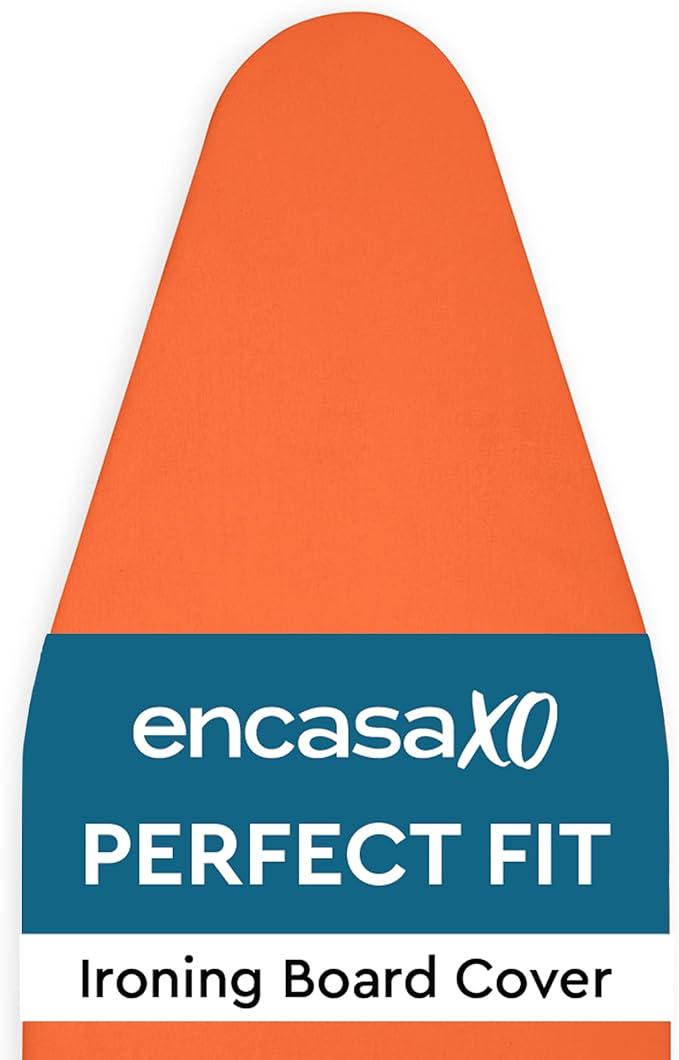 Encasa XO Ironing Board Cover and Pad 42"x14" - 4mm Felt Medium Iron Board Cover with Padding - Heat Resistant, Stain-Safe Dye, Non Slip Elastic Bungee Cord Tightening Iron Table Cover Orange