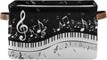 Foldable Storage Baskets, Piano Keys Musical Notes Storage Bins with Handles, Decorative Cloth Organizer Storage Boxes for Home|Office 15 x 11 x 9.5 in