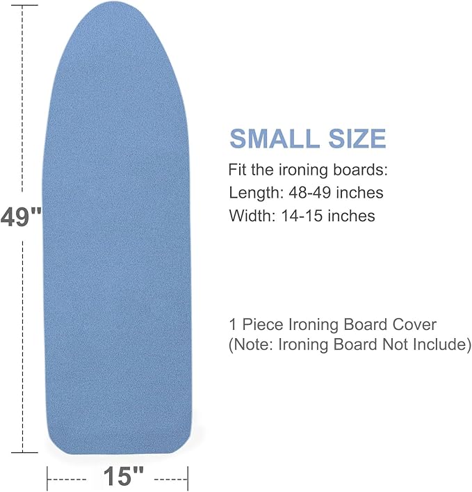 Ironing Board Cover and Pad, 15x48,15x49, Thick Padding, Elastic Edge, Silicone Coated, Resist Scorching and Staining, Adjustable Fastener, Heavy Duty Padded Iron Board Covers