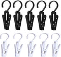 10 PCS Laundry Hooks with Clips，Clothes pins，360° Rotating Hook Clips, Hangers Clip Socks Curtain Towels Bathroom Closet Kitchen Office (Black and White)