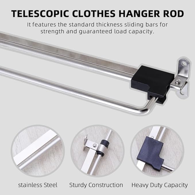 ABOOFAN 3pcs Retractable Wardrobe Clothes Hanger Closet Rod Stainless Steel Sliding Clothes Rack for Pants Scarves Skirts Coat Space Saving Storage 9.84 x 4.84 x 2.44 Inches
