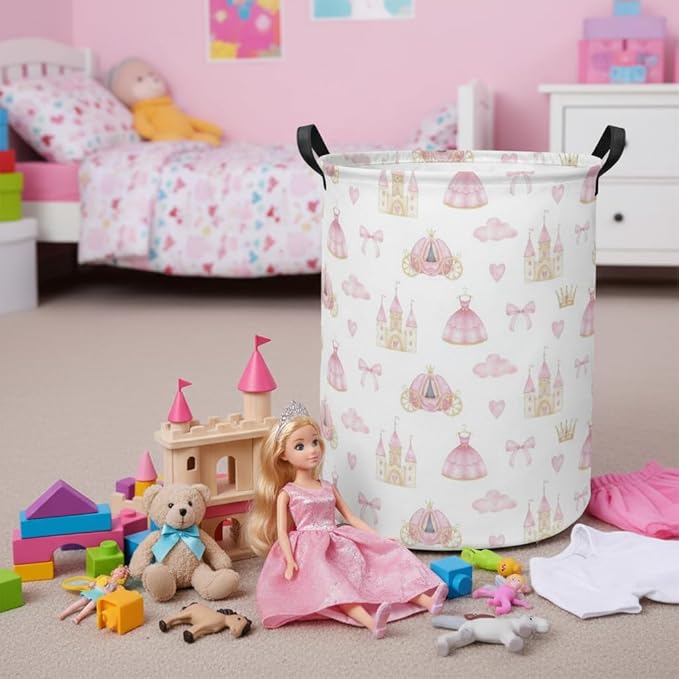 Baby Laundry Hamper kids laundry Basket Waterproof Storage Bin for Bedroom Toy Clothes Organizer Basket Woodland Animals Room Décor(Princess Castle)