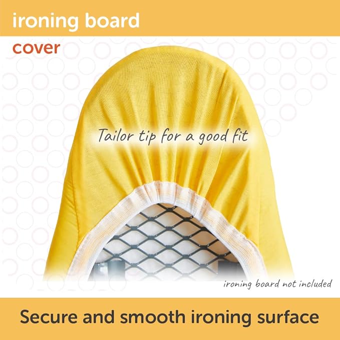 oliso Ironing Board Cover – 100% Cotton with Professional Felt Pad, Fits Standard 54" x 15" Boards – Secure Fit with Wide Elastic Edge & Adjustable Straps – Yellow