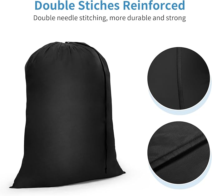 OTraki Large Laundry Bag 28x40 inch Heavy Duty Travel Laundry Bags Dirty Clothes Drawstring Laundry Bag Machine Washable for Camp Dorm Don't Drying, Melting 140-176℉ Black