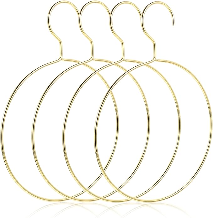 LUOZZY 4pcs Clothes Hanger Metal Belt Hangers Nordic Style Scarf Ring Hanger for Closet, Gold