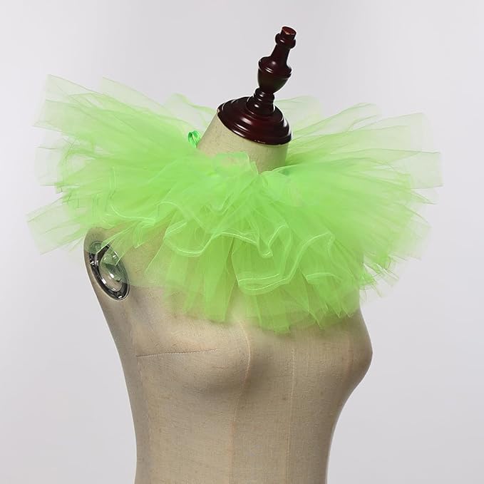 BLESSUME Victorian Retro Mesh Neck Ruff Ruffle Collar Layered Clown Neck Collar
