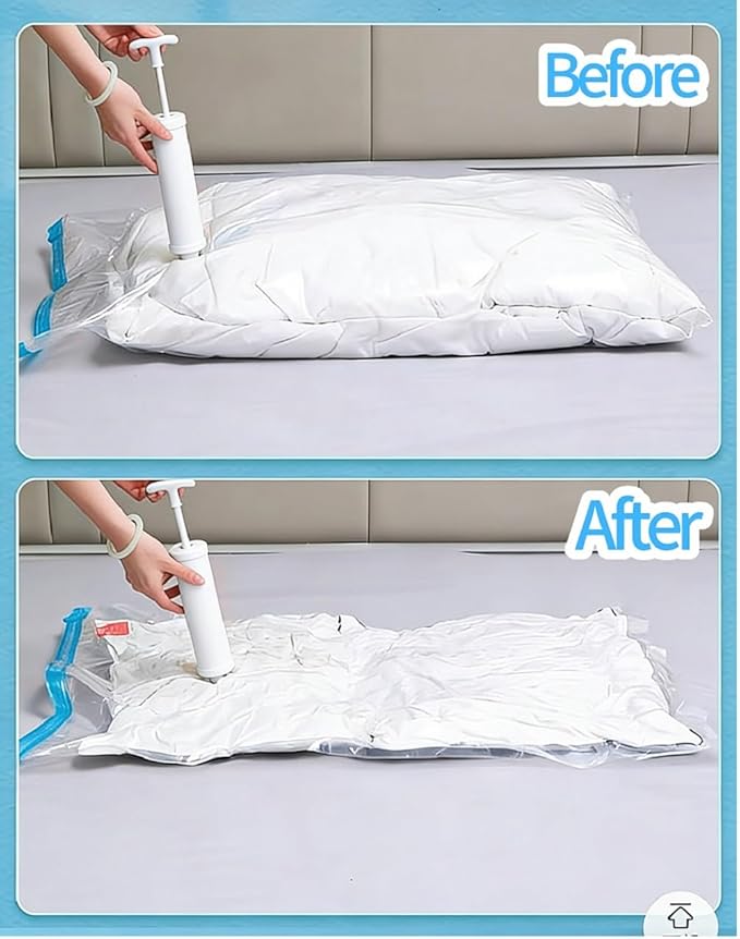 Vacuum Bags for Travel with Pump,8 Pack Vacuum Storage Bags for Bedding and Clothing,Space Saver Bags for Travel and Home(with Hand Pump, Small 40 * 60)