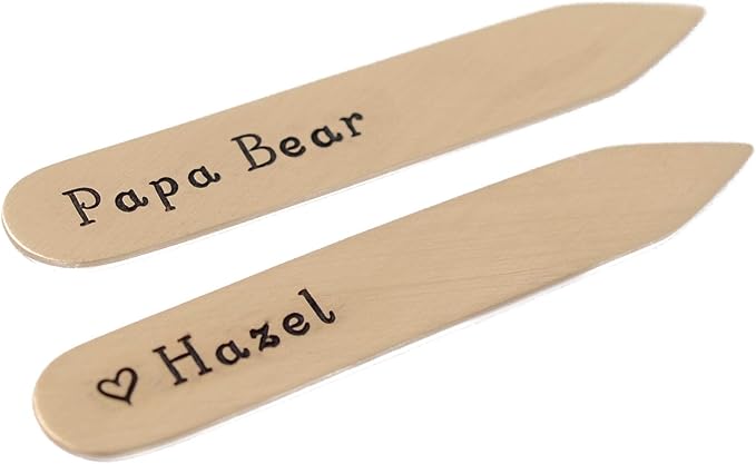 Bronze Collar Stays For Dad, Father's Day Present, Personalized Engraved Custom Message