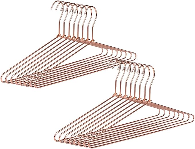 Quality Hangers Rose Gold Sturdy Metal Hangers - 17 Inch Copper Clothes Hangers for Jackets Shirts Dresses Heavy Duty Suit Hangers - 30 Pack