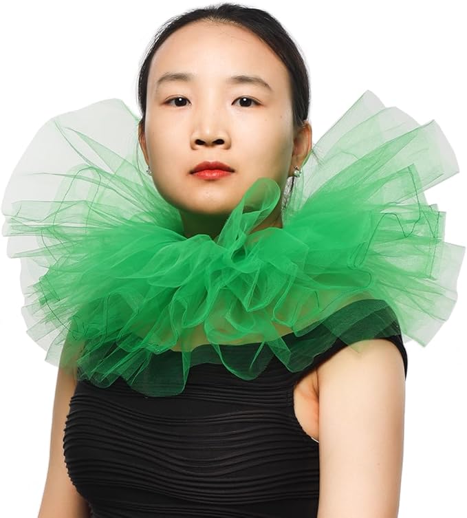 BLESSUME Victorian Retro Mesh Neck Ruff Ruffle Collar Layered Clown Neck Collar