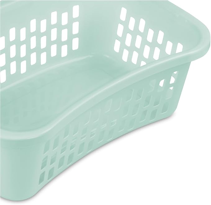 Sterilite 6 Pack HipHold Laundry Basket, Plastic Rectangle Clothes Hamper with Comfort Grip Handles & Reinforced Rim, 1.5 Bushel Capacity, Mint