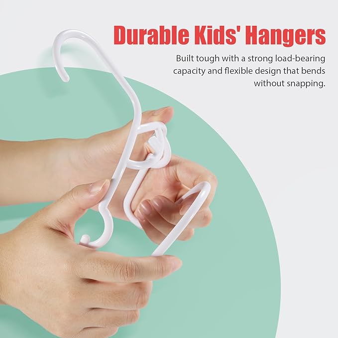 60 Pack Baby Clothes Hangers - Toddler Hangers for Kids 11.4" x 6.7" Premium PP Material Stackable with Anti-Slip Grooves, Baby Hanger for Infant Onesie Towels Standard Closet Hanger, White