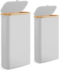 Slim Laundry Hamper with Lid by Fiona's magic, 63L Narrow Laundry Basket with Removable Bag, Grey Collapsible Dirty Clothes Basket, Thin Tall Storage Basket for Bathroom, Bedroom (Gray 2Pack)