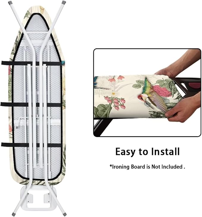 GLENLCWE Retro Hummingbird Ironing Board Cover Standard Sizes 15x54 Inch,Hummingbird Print Iron Board Cover Replacement with Elastic Edge and Hook and Loop