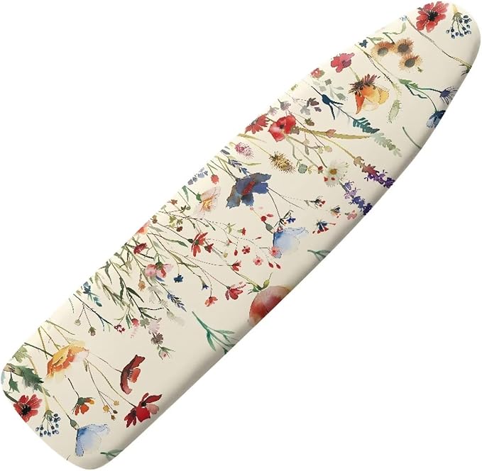 Vintage Flower Iron Board Cover with Padding Stantard Size 15x54 inch Ironing Board Cover Hook and Loop Fasteners Pressing Cloth for Ironing
