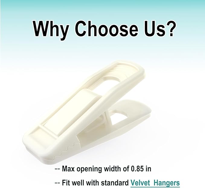 Hanger Clips Perfect for Velvet Hangers (Beige, 80 PCS), Strong Plastic Clips Pant Skirt Hanger Sock Clips for Beige Flocking Felt Hangers