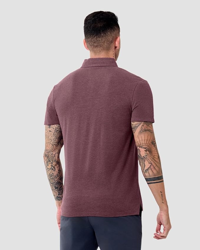 INTO THE AM Polo Shirts for Men - Slim Fit Short Sleeve Collared Shirt S - 4XL Fitted Collar Polos for Work