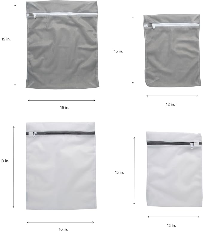 4 Pack Active wear Wash Bag Set | Set includes 2 Large Bags and 2 Medium Bags | Protect Clothing | Laundry Accessories | Assorted Colors