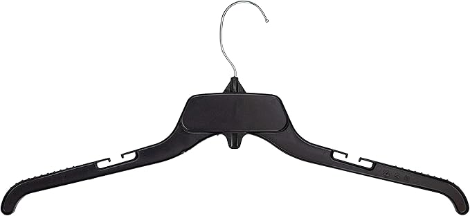 HangOn Shirt Hangers Recycled Plastic with Notches, Black, 19 Inch Pack of 10