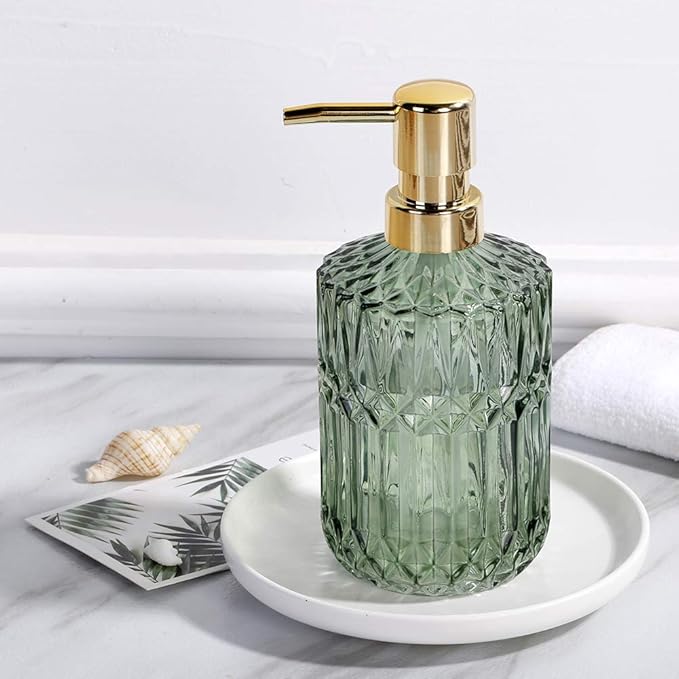 Soap Dispenser with Pump, Refillable Liquid Hand Soap Dish Soap Dispensers for Bathroom Counter, Kitchen Sink (Green)