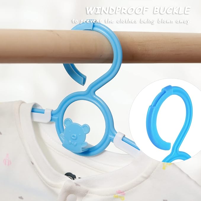 Baby Hangers for Nursery Closet 60 Pack Plastic Kids Clothes Hanger Space Saving Non Slip Extendable Toddler 11-14” Adjustable Hangers Heavy Duty Clothing Infant Hanger Bulk, Blue