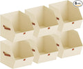 Fabric Closet Storage Cubes - 6 Pack Square Storage Bins with Dual Handles for Clothes, Towels, Toys, Cube Storage Organizers for Bedroom, Nursery, Shelves, Closet, Small Spaces, Beige