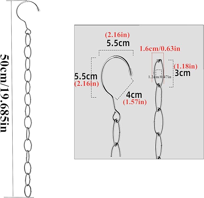 LERTREE 50cm Space Saving Hanger Chains Stainless Steel Closet Hanger Organizer Magic Chains for Home and Office (6)