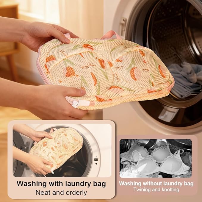 3 Pack Bra Washing Bags for Laundry, Silicone Bra Bags for Laundry With Zipper, Lingerie Bag, Anti Deformation Washing Bag(Fits A-C Cups)