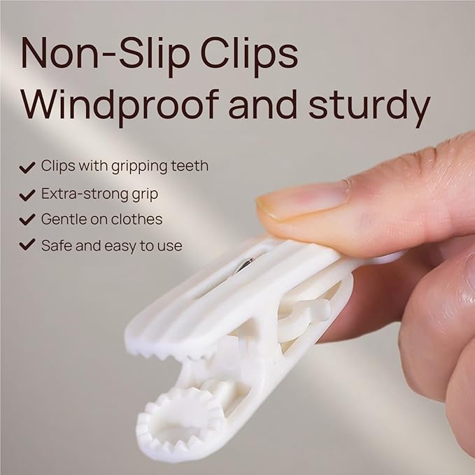 18-Clip Multi-Layer Clothes Drying Rack, BPA-Free ABS Laundry Hanger for Baby Clothes, Socks & Underwear, Heavy Duty Non-Foldable Hanger for Apartment, Nursery & Small Spaces (Off-White)