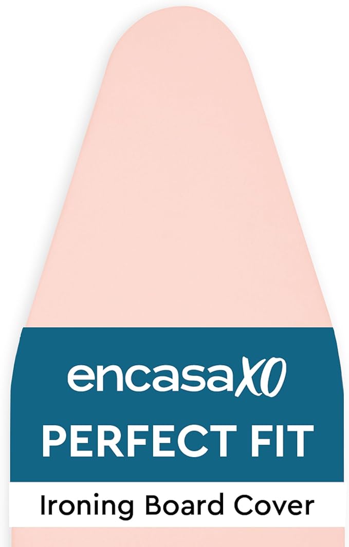 Encasa XO Ironing Board Cover and Pad 49"x18" - 4mm Felt Wide Iron Board Cover with Padding - Heat Resistant, Stain-Safe Dye, Non Slip Elastic Bungee Cord Tightening Iron Table Cover Powder Pink