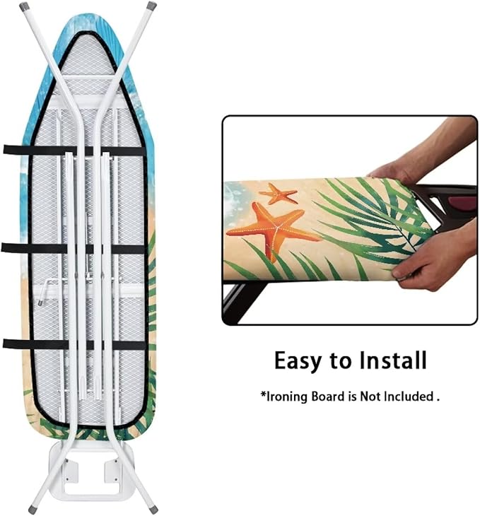 GLENLCWE Hawaiian Starfish on Beach Ironing Board Cover,Thick Ironing Board Replacement Cloth Heavy Duty Standard Size Decorative Iron Board Protector,15X54Inch